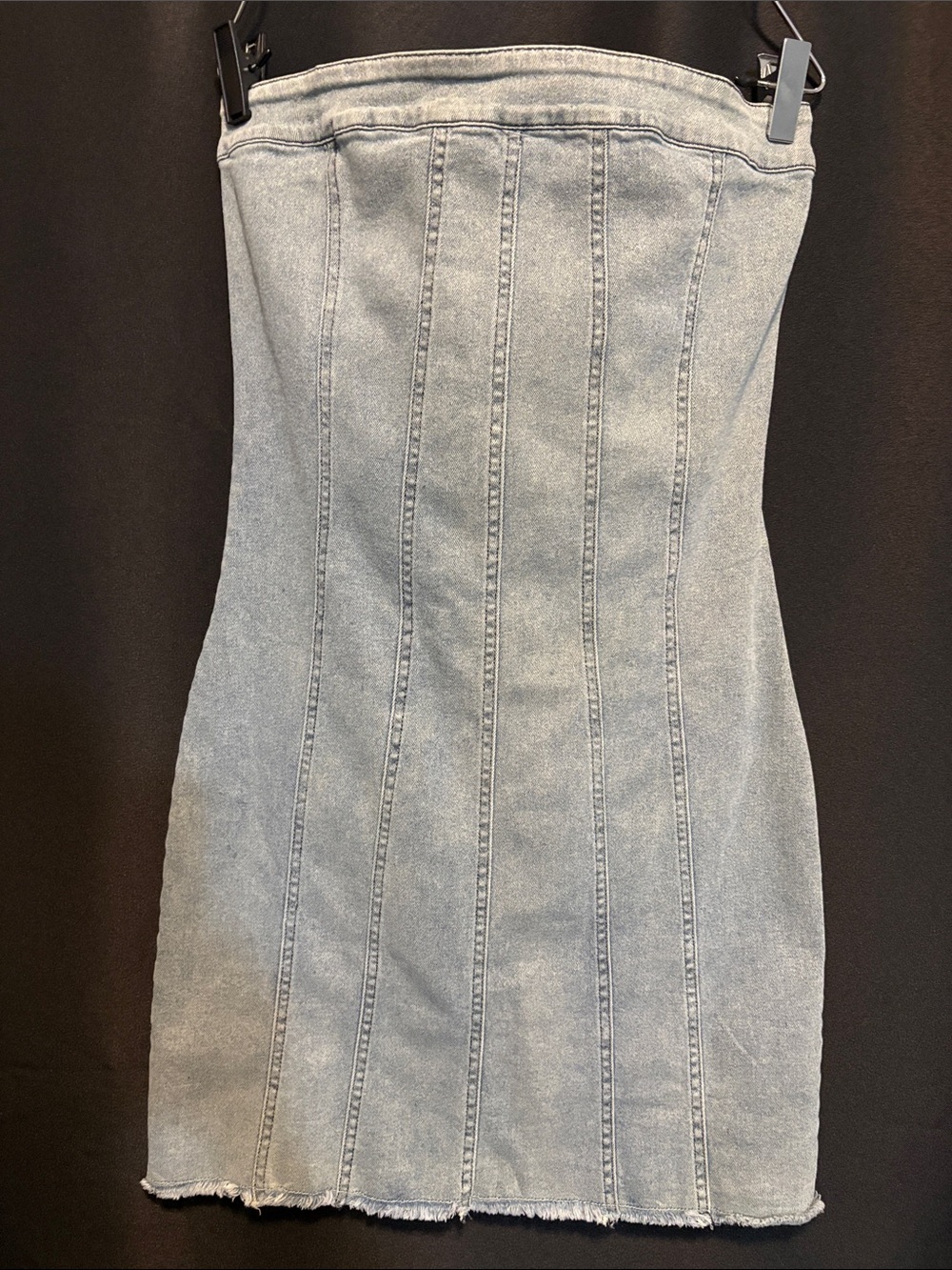 Strapless Light Wash Denim Dress - Casual Chic